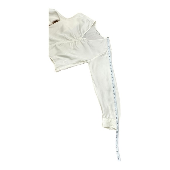 Madewell Brushed Ruched Front Ivory V-neck Long Sleeve Blouse Women’s Size 8 - Picture 10 of 14